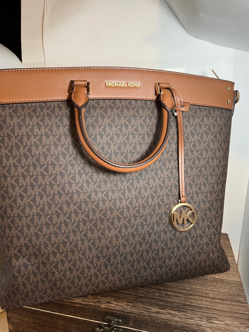 Michael Kors Large Travel Tote Bag in Signature Brown